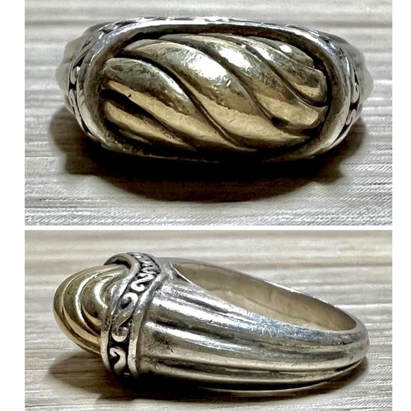 Vintage Brighton Sterling Silver & Gold Tall Tapered Band Ring, Size 5.75 - Picture 1 of 9